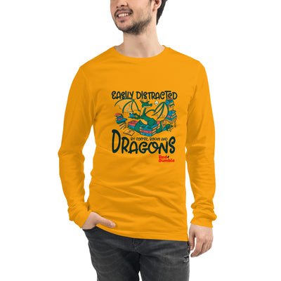 Unisex Long Sleeve T-Shirt Easily distracted by coffee, books and dragons