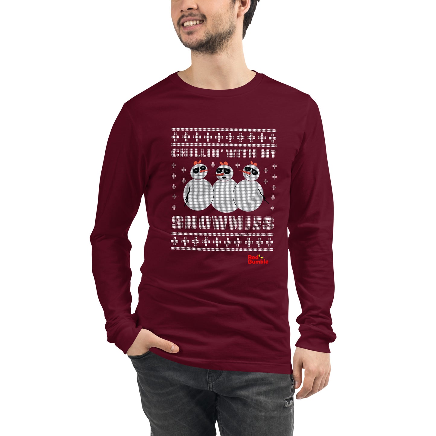 Unisex Long Sleeve Tshirt Theme Chillin' with my Snowmies