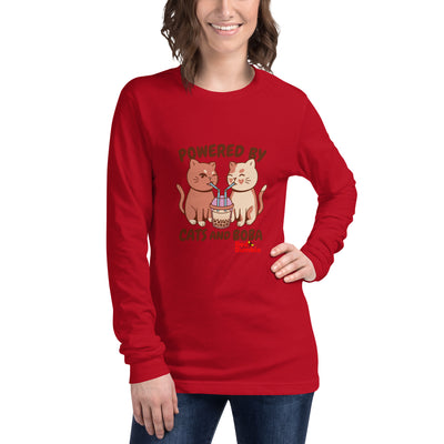 Unisex Long Sleeve T-Shirt Powered by Cats and Boba