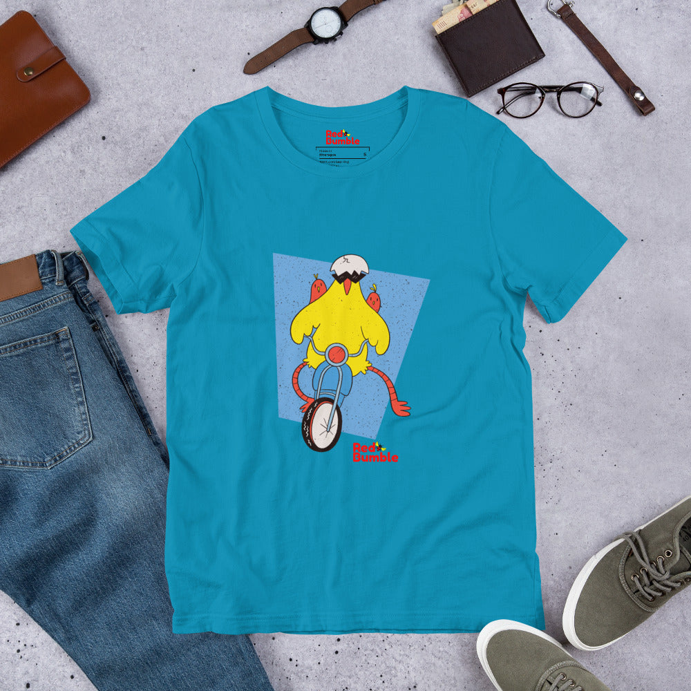 Unisex Short Sleeve T-Shirt Chicken Riding a Bike