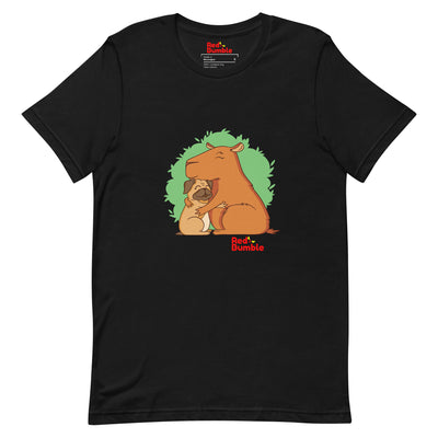 Unisex Short Sleeve T-Shirt Pug and Capybara