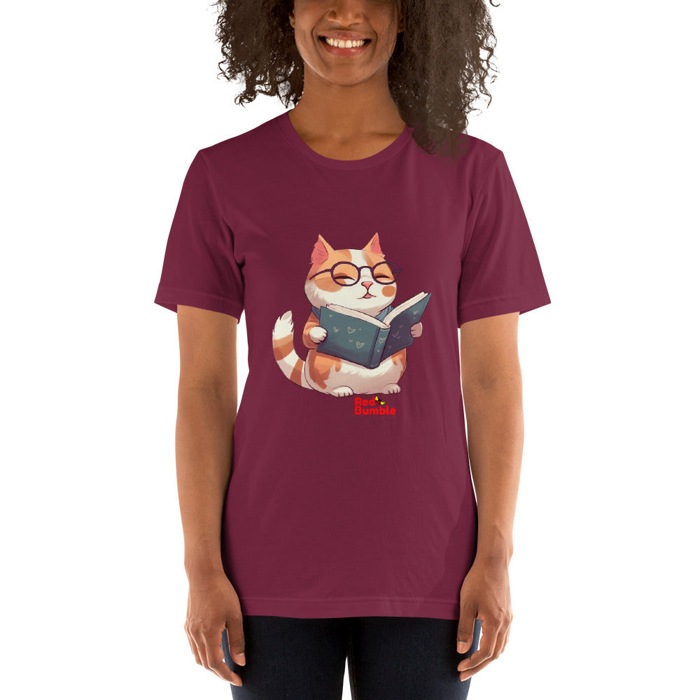 Unisex Short Sleeve T-Shirt Reading Cool Cat