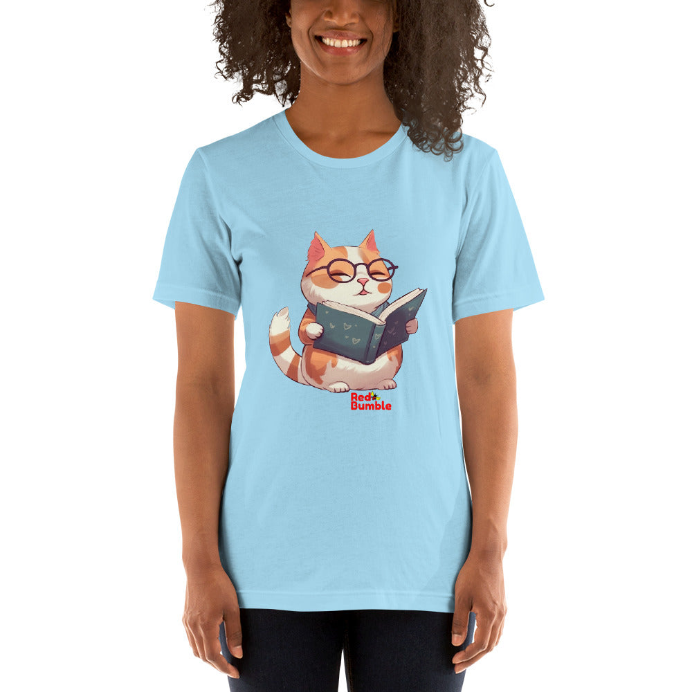 Unisex Short Sleeve T-Shirt Reading Cool Cat