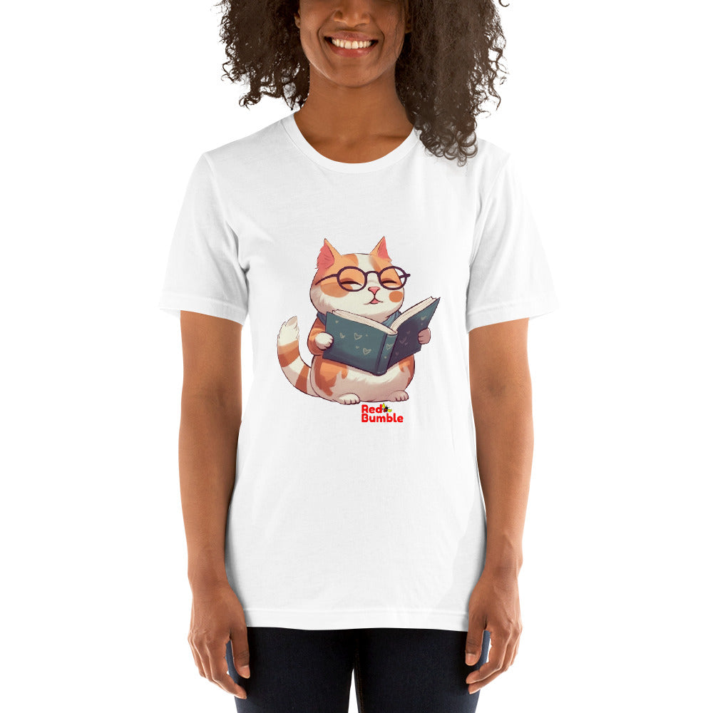 Unisex Short Sleeve T-Shirt Reading Cool Cat