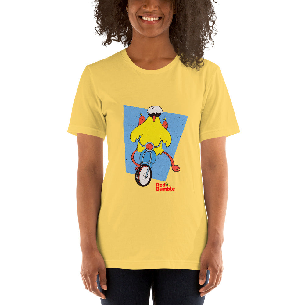 Unisex Short Sleeve T-Shirt Chicken Riding a Bike