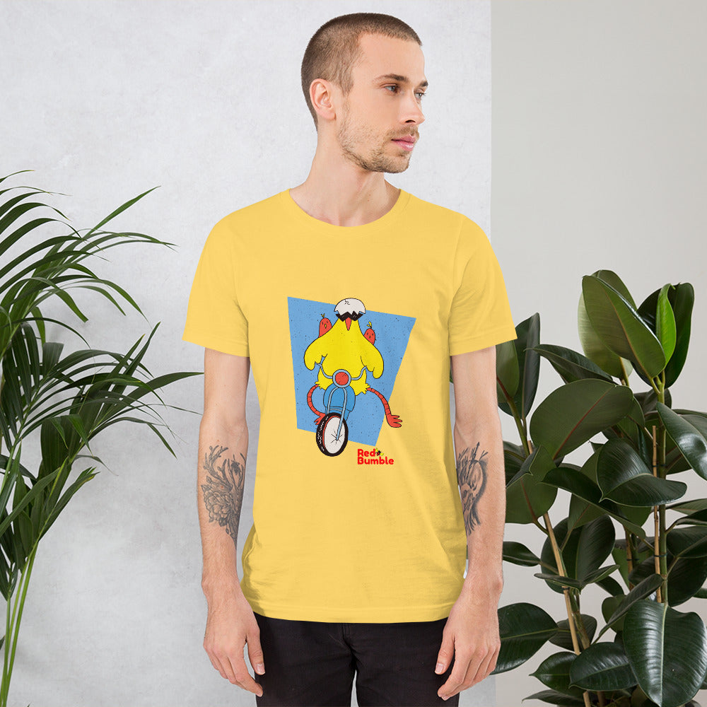 Unisex Short Sleeve T-Shirt Chicken Riding a Bike