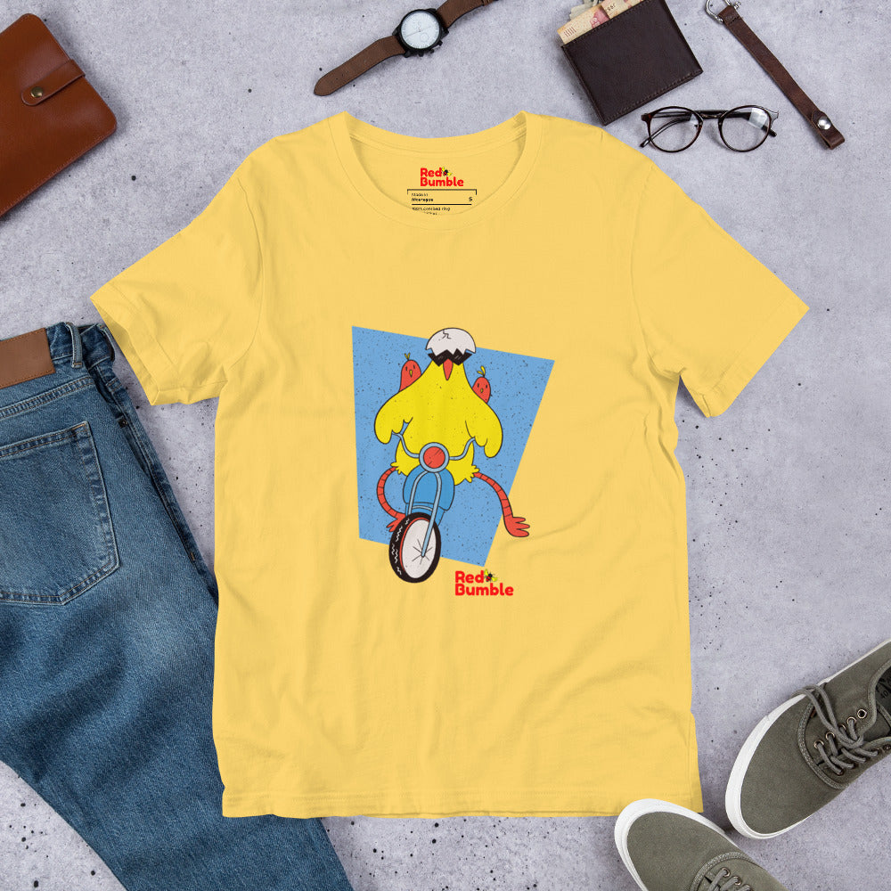 Unisex Short Sleeve T-Shirt Chicken Riding a Bike